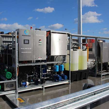 A Cleanawater water recycling unit at an industrial site used to treat trade was