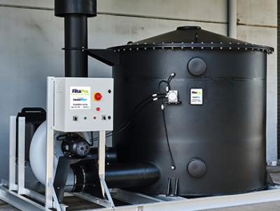 FiltaPro odour control filtration system for treating industrial air emissions and hydrogen sulphide gas.