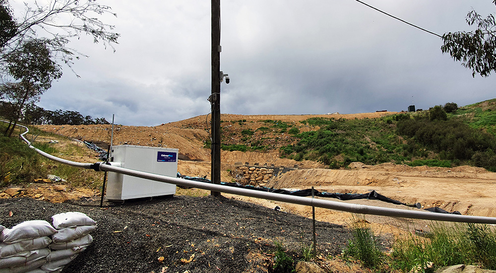 VapourGard vapour odour control system operating on a landfill site with diffuse