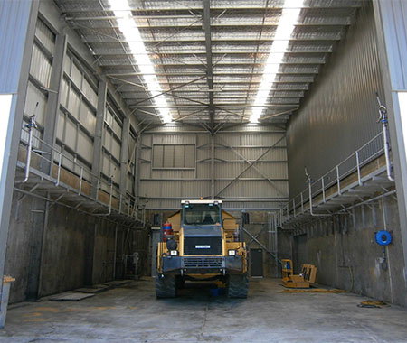 roofed wash bay mining