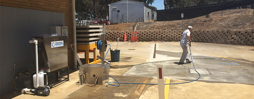 unroofed wash bay with wastewater treatment